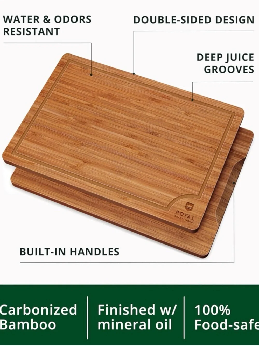 Wood Bamboo Cutting Board Set - Natural Wood